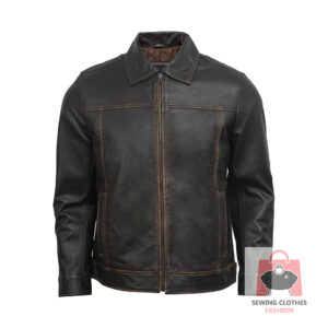 Men’s Real Lambskin Leather Jacket – Classic Motorcycle Style with Vintage Finish