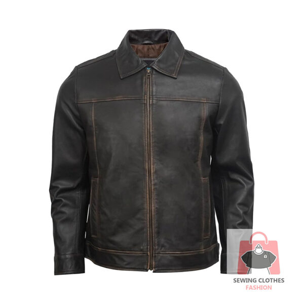 Men’s Real Lambskin Leather Jacket – Classic Motorcycle Style with Vintage Finish