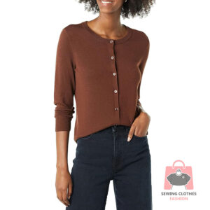 Women's Lightweight Cotton Blend Crewneck Cardigan