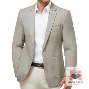 Men’s Lightweight Herringbone Blazer – Casual One-Button Sport Coat